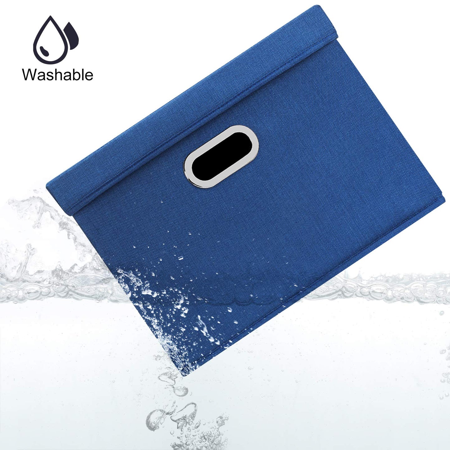 TYEERS Collapsible Storage Bins With Lids, Large Fabric Storage Boxes - 2 Pack - Classic Blue