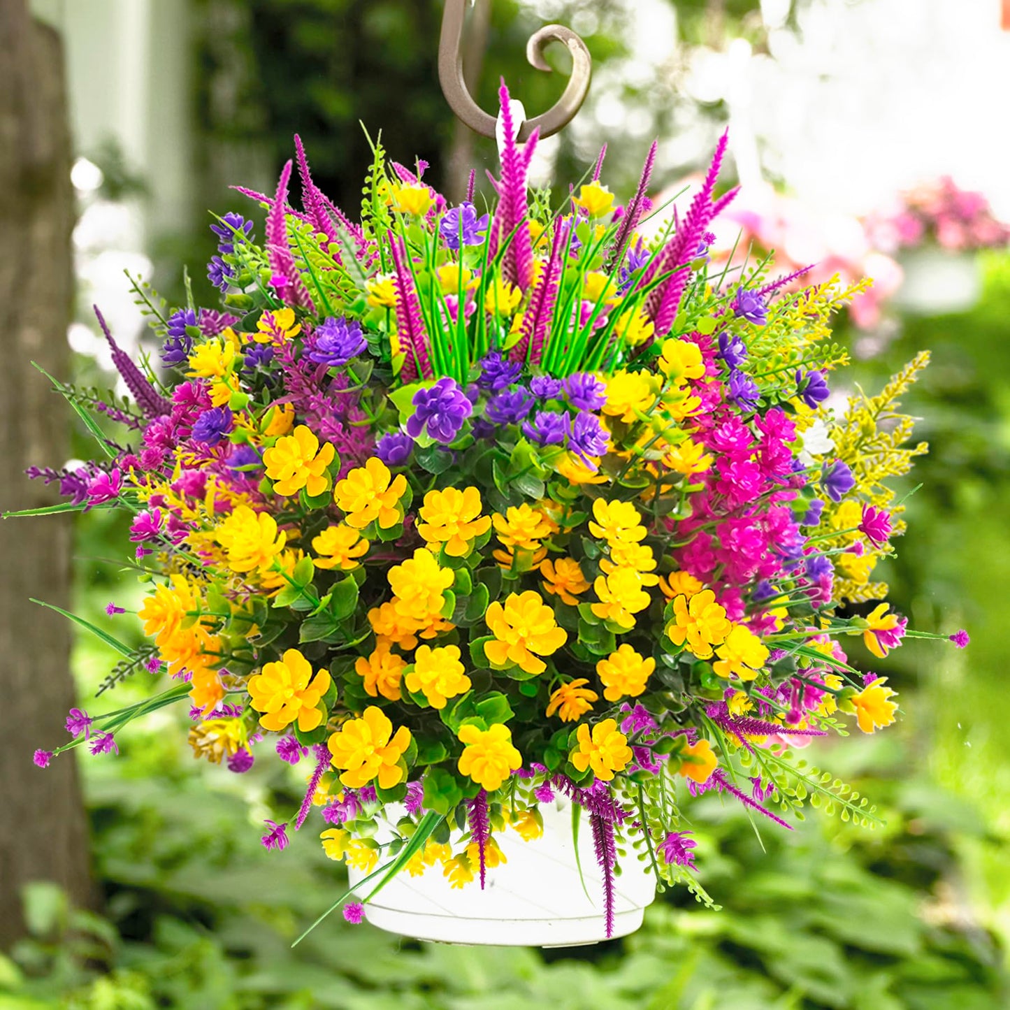 TSTWETO Artificial Flowers for Outdoors, 20 Bundle Artificial Plants Outdoor Fake Flowers UV Resistant, Outdoor Fake Plants Plastic Faux Flowers for Porch Window Box Garden