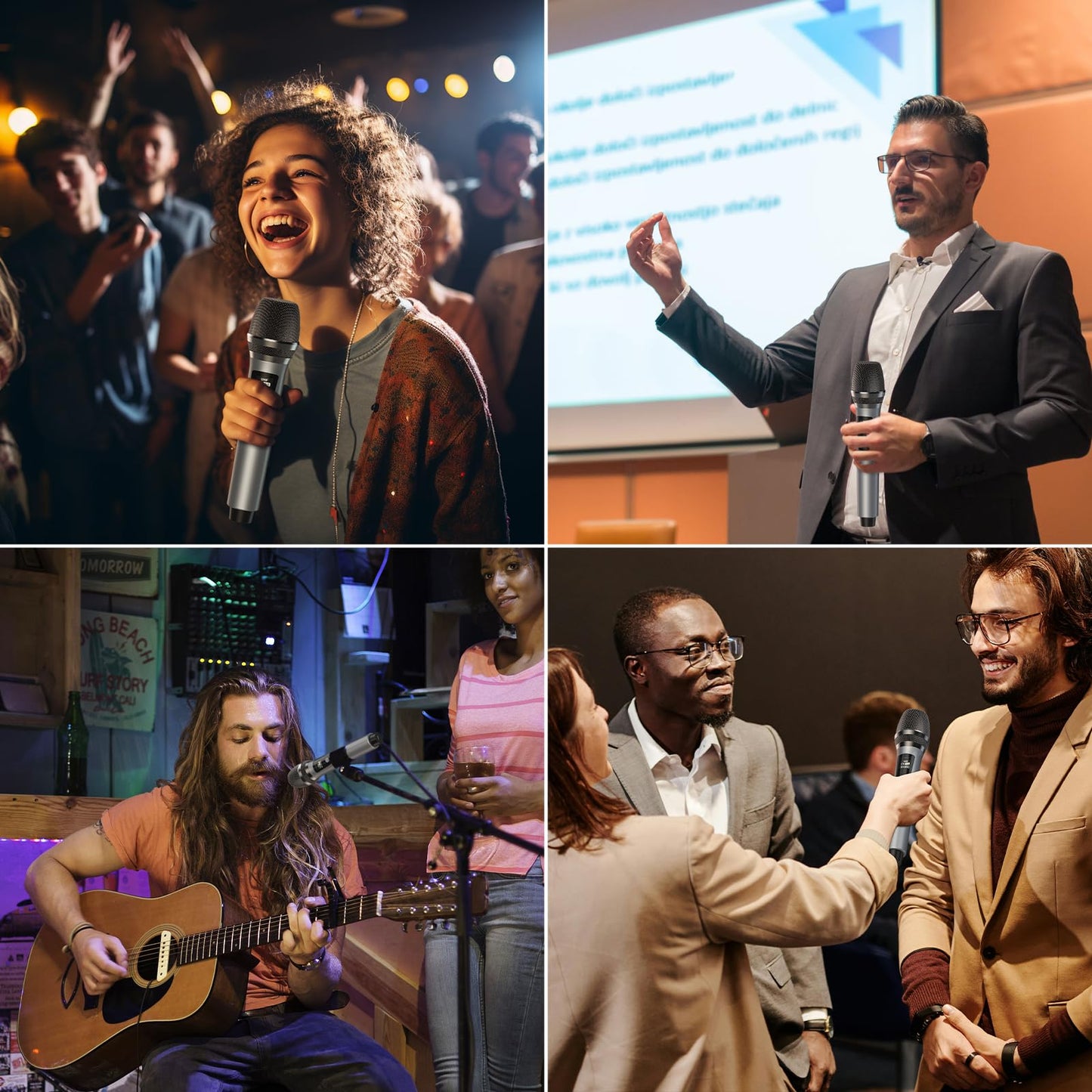 JYX Wireless Microphone, Rechargeable UHF Metal Handheld Cordless Dynamic Micprophone System with Receiver, Suitable for Home Karaoke, Speech, Church, Wedding, Speaker, Party (160 ft Range)