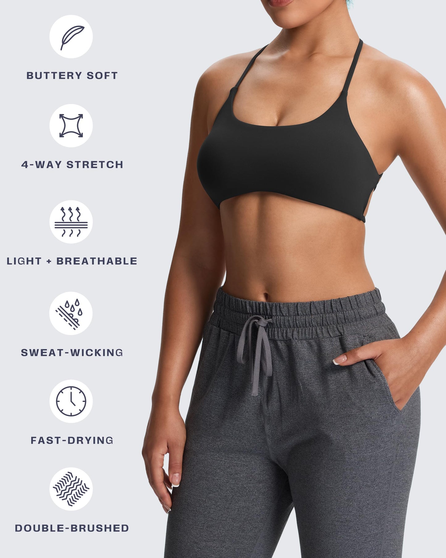 Aoxjox Women's Workout Sports Bras Fitness Ivy Low Impact Bra Yoga Crop Tank (Black, X-Small)