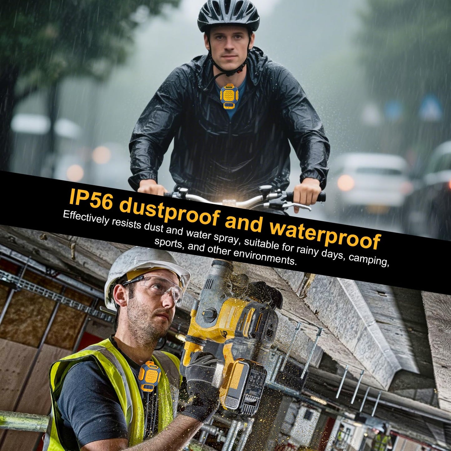 waitley Mini Wearable Bluetooth Speaker - Magnetic Clip, Clip-On & Lanyard 3-in-1, IP56 Waterproof, 12H Playtime, Built-in Mic for Outdoor, Camping, Running, Cycling, Worksite, Jobsite