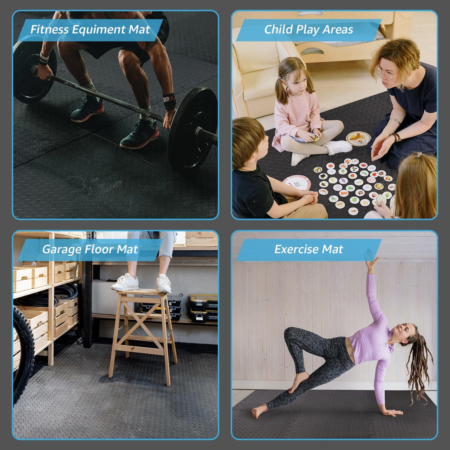 Art3d Eva Puzzle Exercise Mats, 1/2” Thick Foam Interlocking Tiles for Gyms, Flooring, Workout, Gym Equipments, Pack of 6