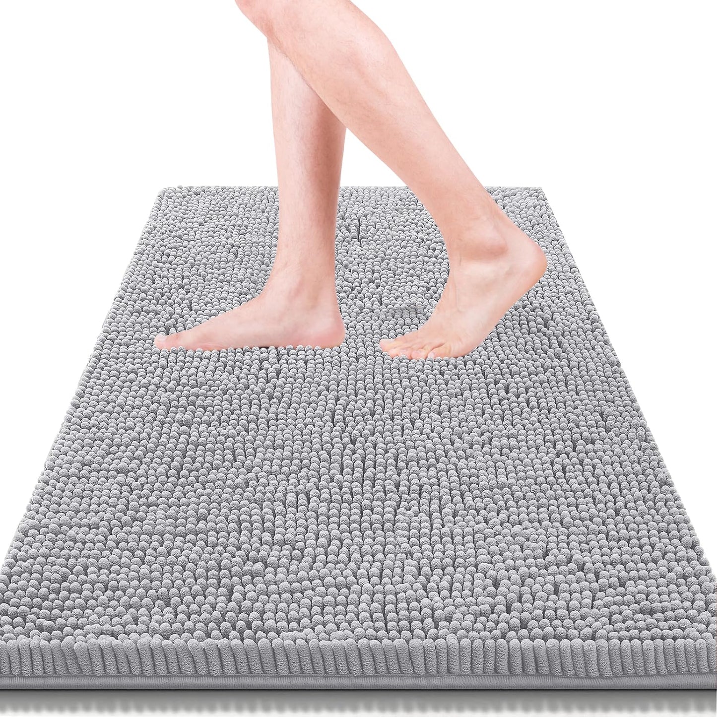 Bathroom Rugs 23x15,Super Absorbent Soft,Thick,Machine Washable Chenille Bath Mat,Non Slip Toilet Floor Rug,Bath Mats for Bathroom Floor, Home Decor Accessories,Denim Blue