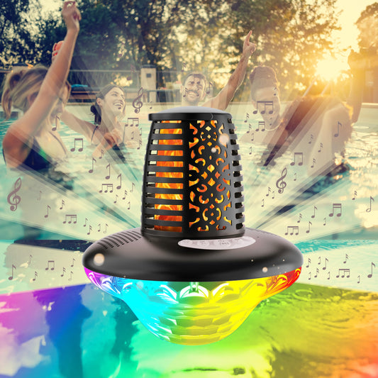 VISOFO Waterproof Portable Bluetooth Speaker | Pool Floating IP68 Loud Stereo HD Sound with RGB Colorful Lights and Led Torch Flame TWS Pairing Built-in Mic 10W Deep Bass Spa Hot Tub Accessories