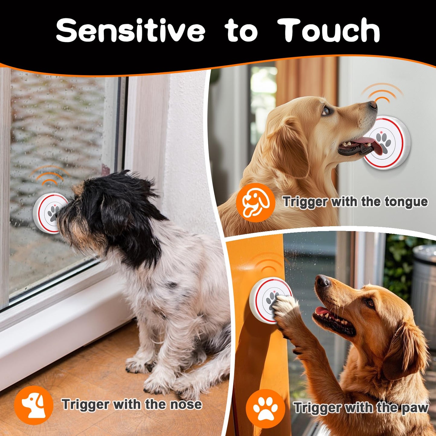 ChunHee Smart Dog Door Bell Wireless Puppy DoorBell for Potty Training, Dog Bells to go Outside, Bells for Dogs to Ring to go Potty, 2 Dog Buttons [New 2025]