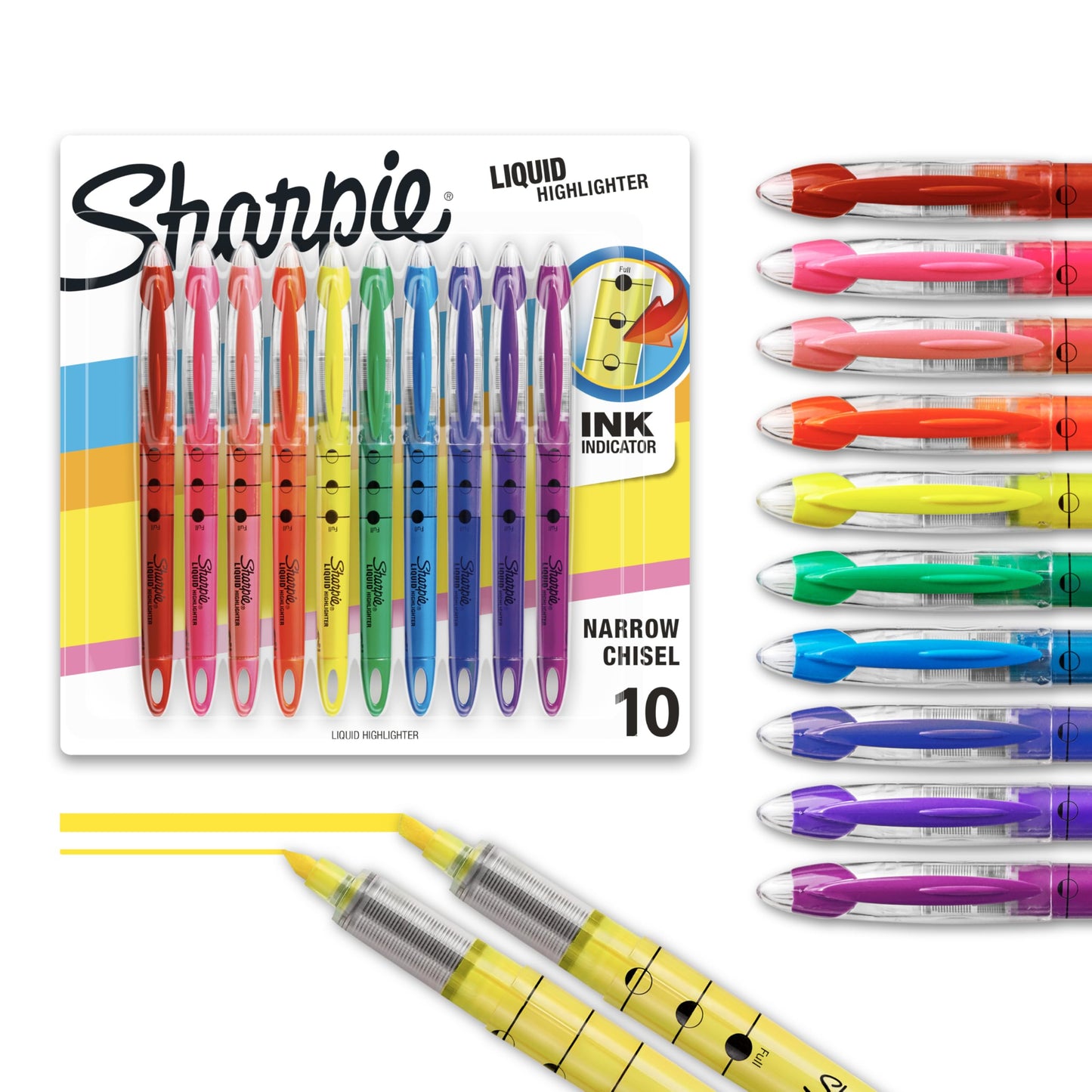 Sharpie Liquid Highlighter Chisel Tip Highlighters Journaling Supplies Study Supplies Assorted Colored Highlighters 10 Count