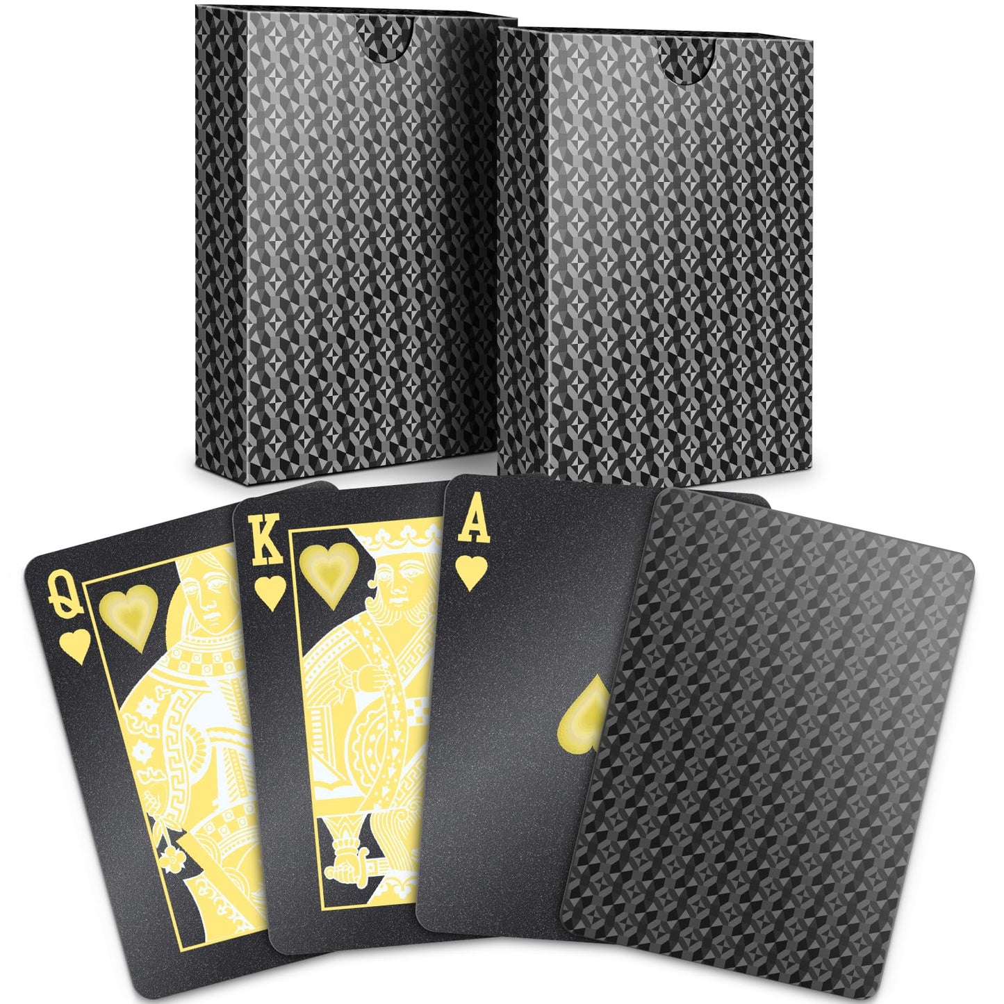 BIERDORF Diamond Waterproof Black Playing Cards, Poker Cards, HD, Deck of Cards (Black)