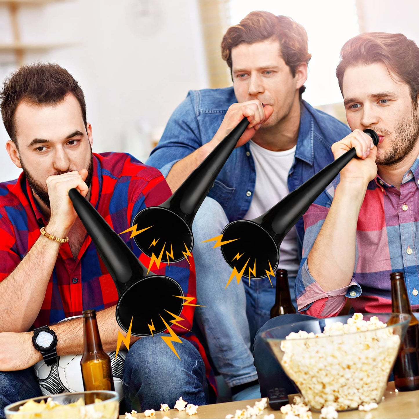 4 Pcs Vuvuzelas Soccer Horn Collapsible Stadium Hockey Blow Stadium Noise Maker Loud Sound Handheld Sports Horn Noisemaker for Sports Events Parties Accessories