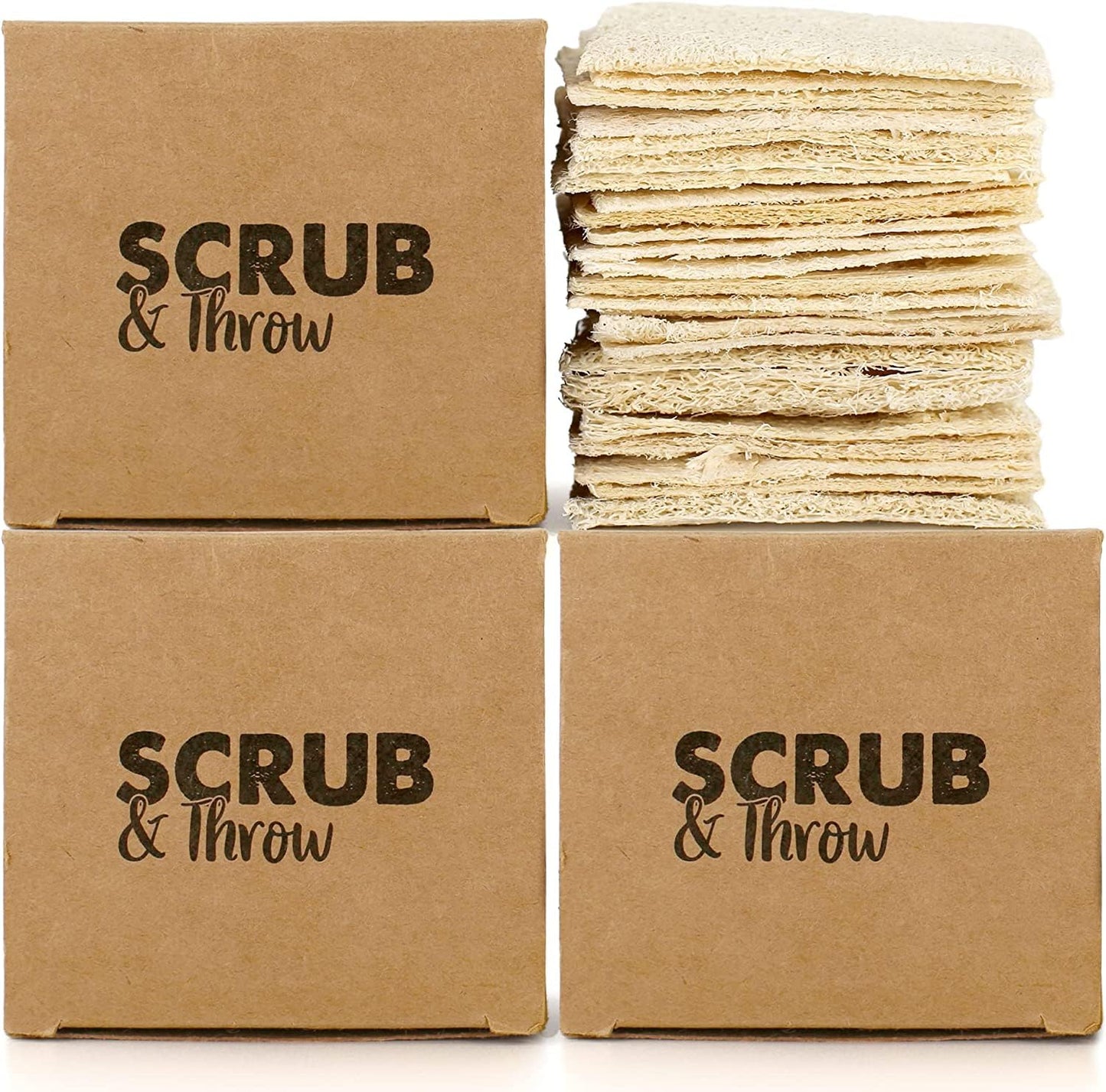 Scrub & Throw Scrub Sponges (30-Pack), Eco-Friendly, All-Purpose Household Natural Loofah Sponges, for Dishes, Cleaning, Biodegradable, Non-Scratch