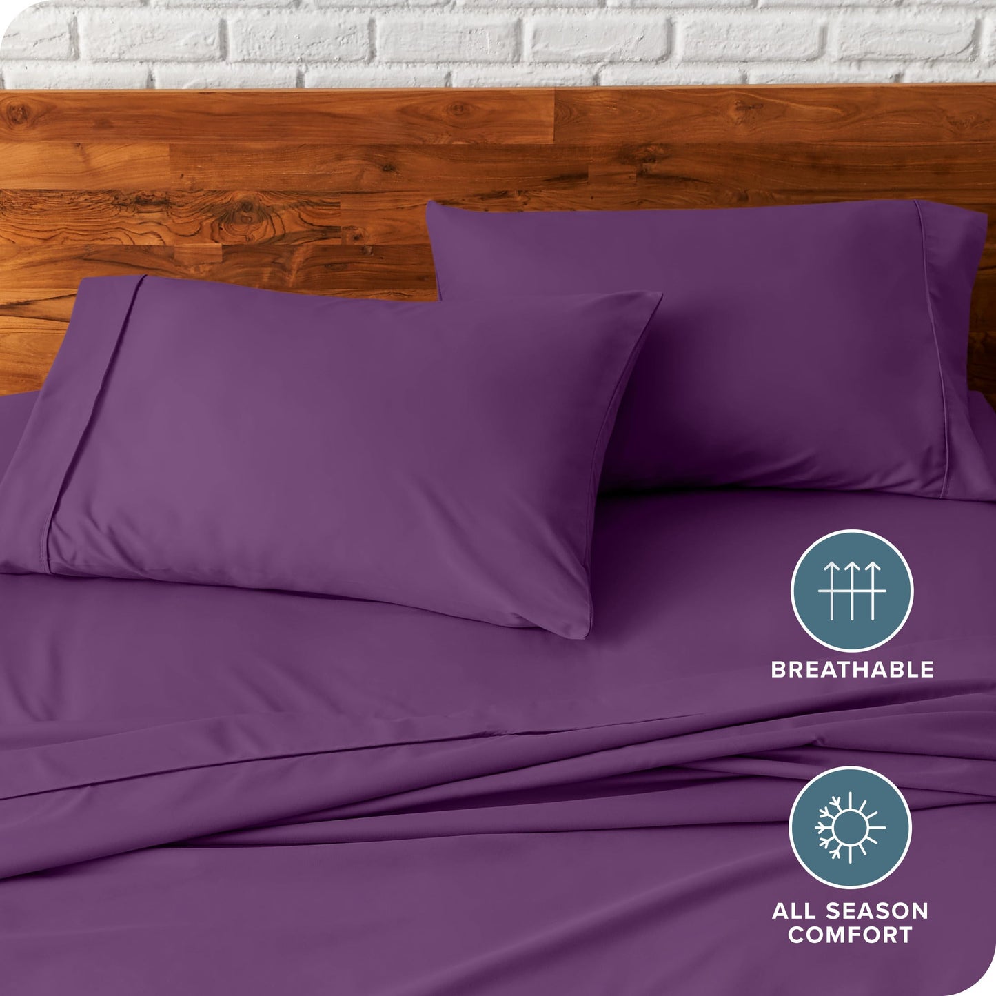 Bare Home Microfiber Pillow Cases - Standard/Queen Size Set of 2 - Cooling Pillowcases - Double Brushed - Plum Pillowcases 2 Pack - Easy Care (Standard Pillowcase Set of 2, Plum)
