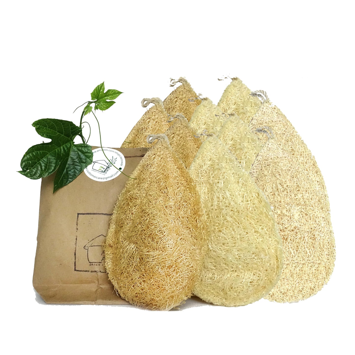 Natural Loofah Dish Sponge Pack 10 Vegetable Scrubber for Kitchen - 100% Biodegradable Compostable Dishwashing Scouring Pad Zero Waste