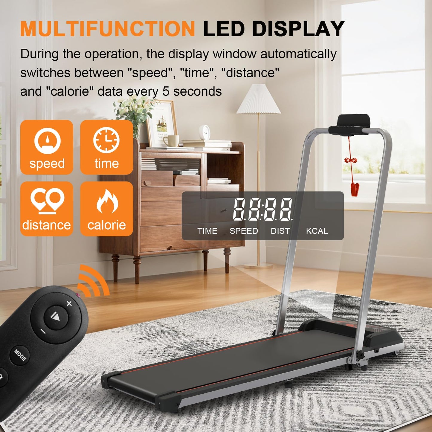 RIVANO 2025 Walking Pad Treadmill, Portable Under Desk Treadmill for Home Office Use, 2 in 1 Folding Walking Pad with Incline, Wide Walking Pad with Remote Control, Large Screen, Smart App