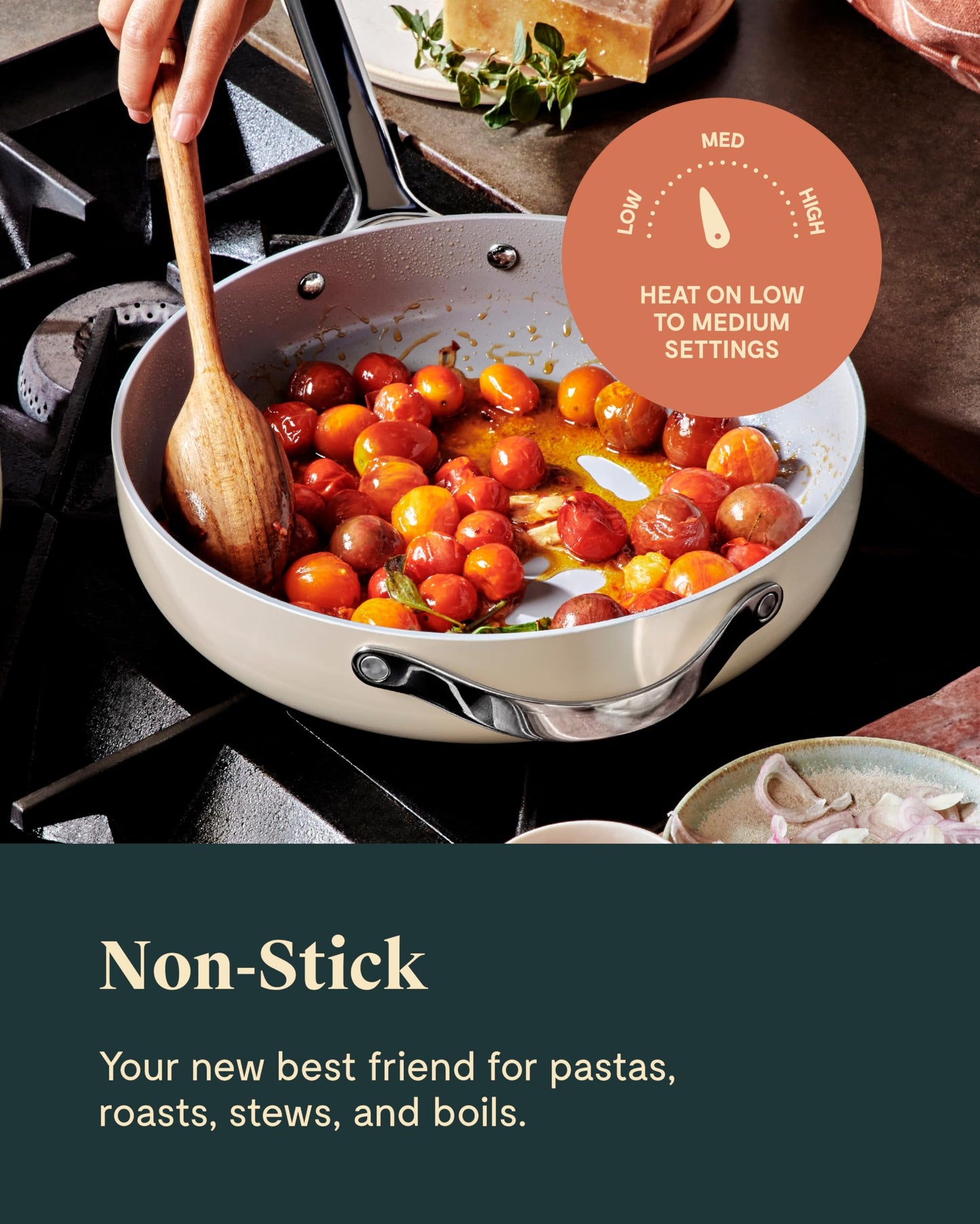 Caraway Nonstick Ceramic Sauté Pan with Lid (4.5 qt, 11.8") - Non Toxic, PTFE & PFOA Free - Oven Safe & Compatible with All Stovetops (Gas, Electric & Induction) - Navy