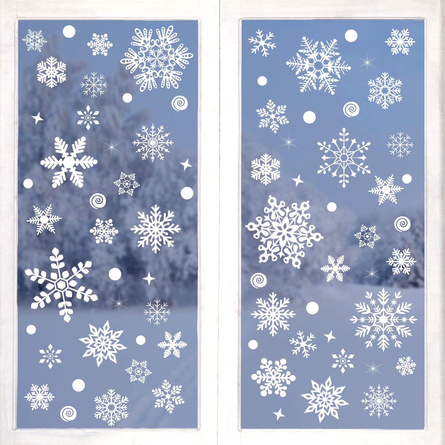 267 PCS Christmas Snowflake Window Stickers - White Snowflake Clings for Glass Windows