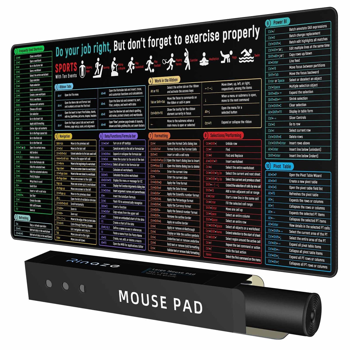 Extra Large Gaming Mouse Pad with Black Topographic, XXL Mousepad, Big Mouse Mat Desk Pad, Non Slip Keyboard Pad for Gaming Computer Laptop PC Office Desk Accessories