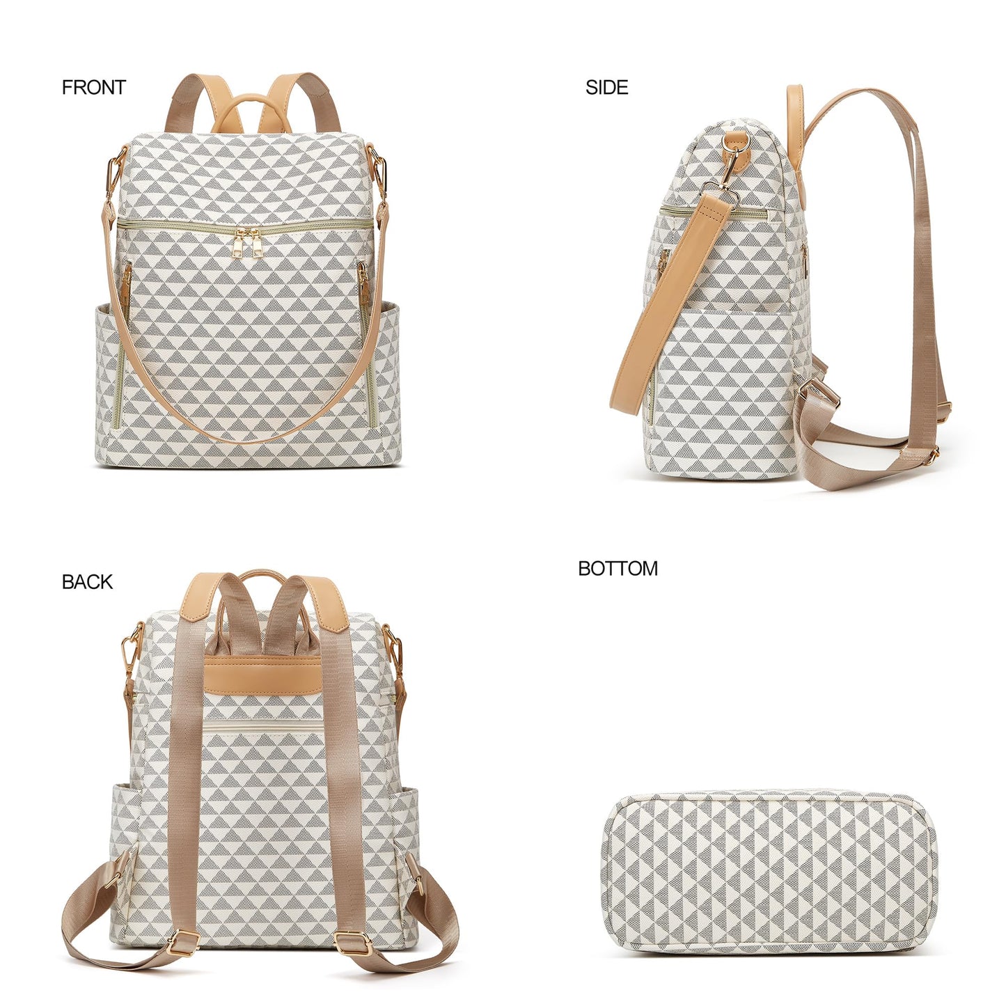 Makes Backpack Purse for Women PU Leather Travel Satchel Handbag Convertible Design Bag with Purse 2 Piece