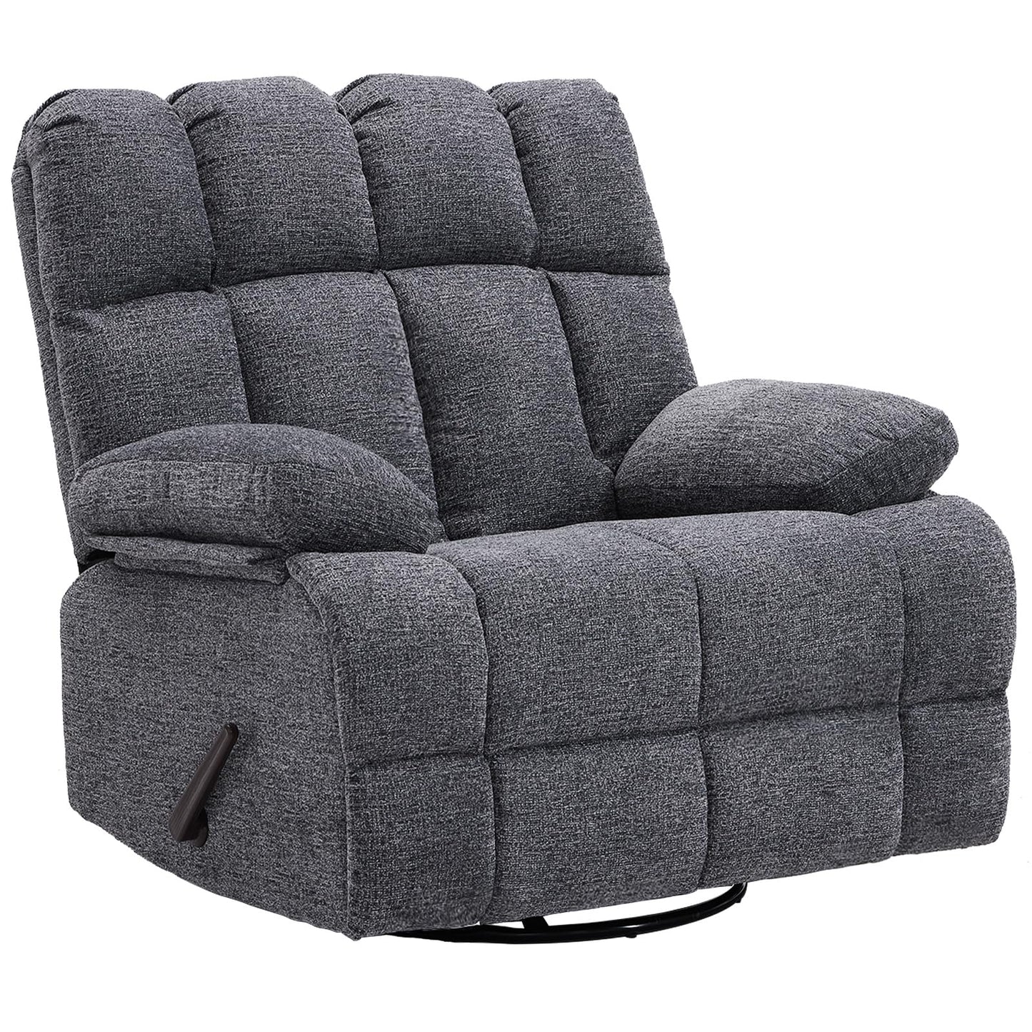 Eiayeebil Oversized Swivel Rocker Recliner Chair for Adult, Rock Recliner for 350lb Big Man, Extra Wide Manual Recliners, Overstuffed Soft Rocking Sofa Chair,Light Grey