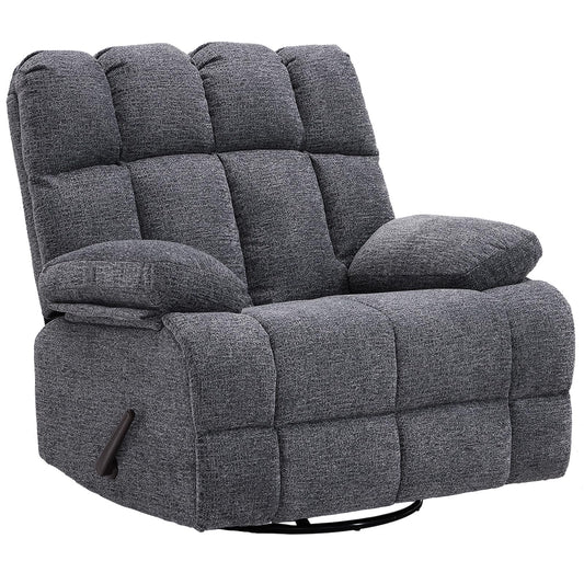 Eiayeebil Oversized Swivel Rocker Recliner Chair for Adult, Rock Recliner for 350lb Big Man, Extra Wide Manual Recliners, Overstuffed Soft Rocking Sofa Chair,Light Grey