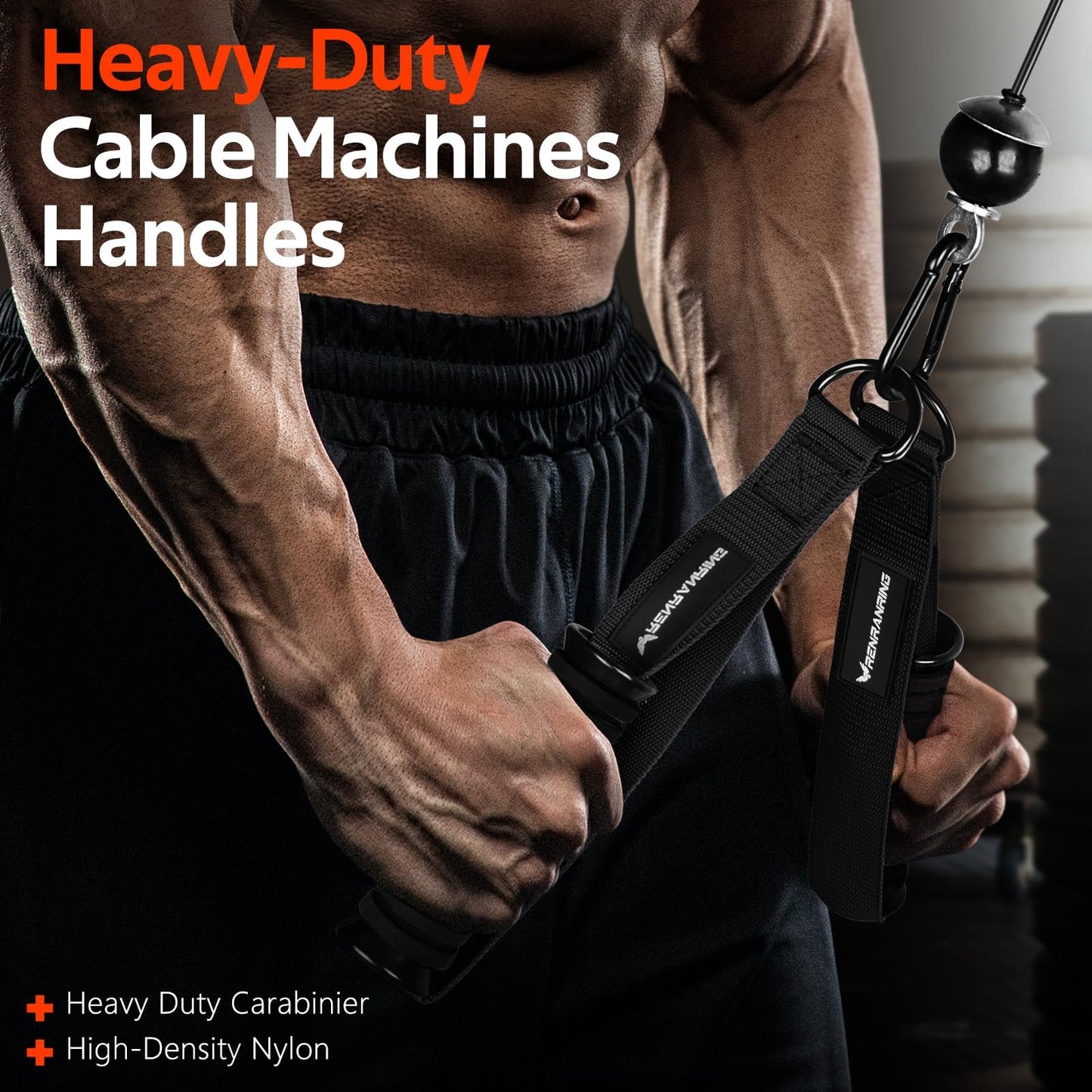 RENRANRING Gym Exercise Handles, Replacement Handle Attachments for Cable Machine Pulleys, Resistance Band and Strength Trainer, Pull Down Workout Accessories, Home Gym Add On Equipment