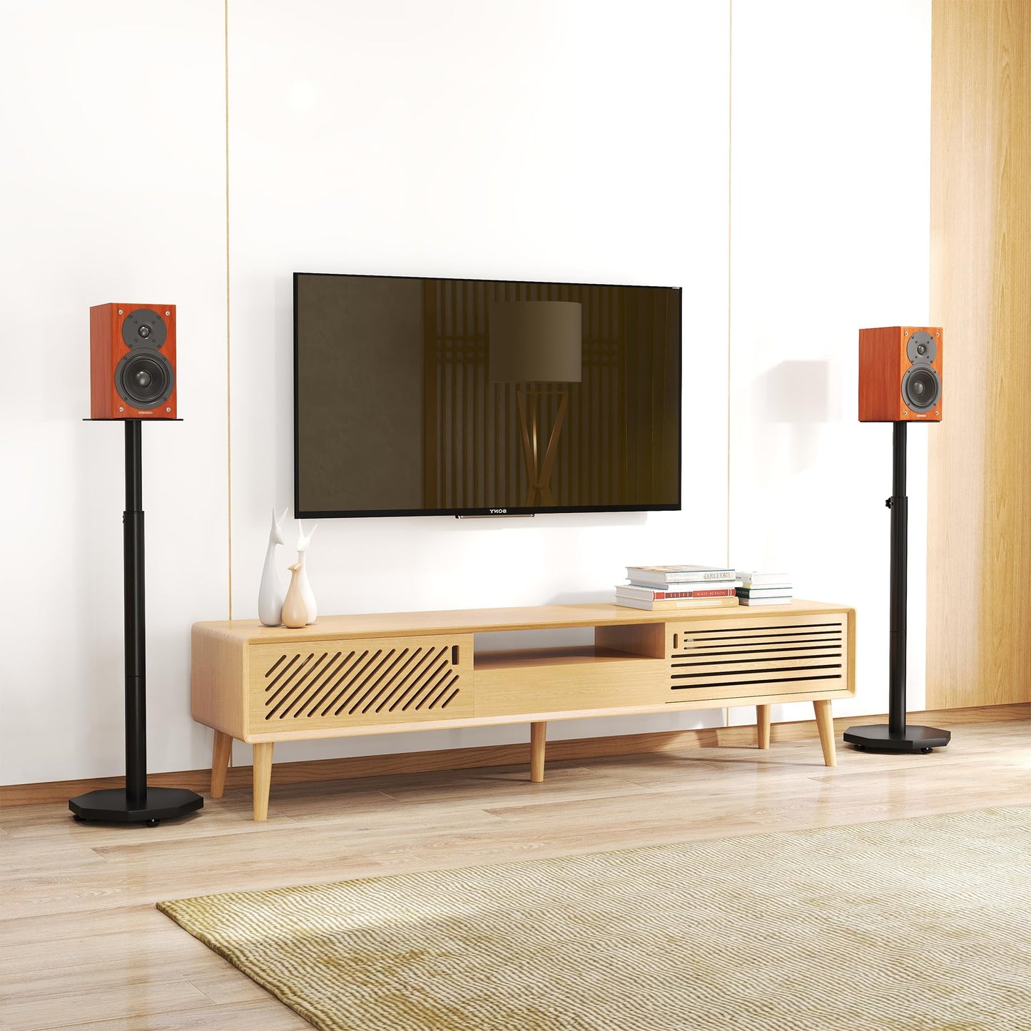 Suuiwau Universal Floor Speaker Stands Pair,Surround Sound Bookshelf Speaker Stands Support Up to 22 lbs for Home Theater Studio, 32.6" to 43" Height Adjustable