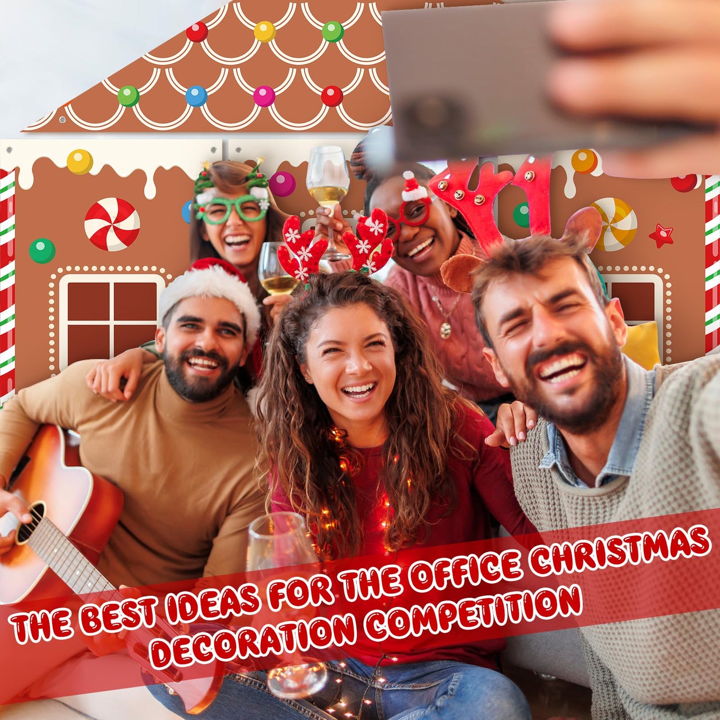 Vitalcozy 4 Pcs Summer Christmas Gingerbread Door Decorations Xmas Gingerbread House Candy Door Covers Backdrop Christmas Hanging Banner Porch Sign for Holiday Classroom Office Home Party Decor