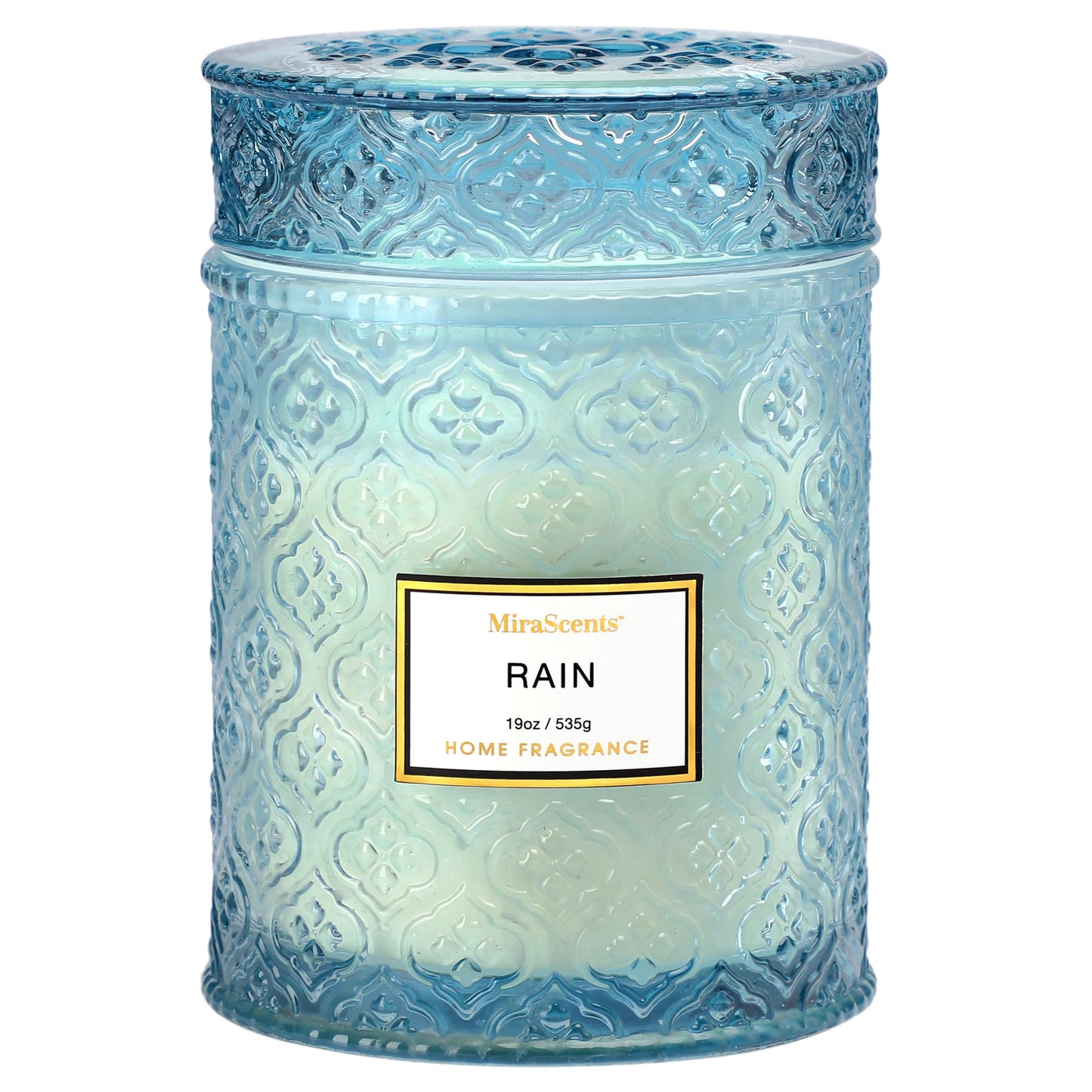 Rain Summer Scented Candles, 19oz Aromatherapy Candles Gifts for Women, Blue Luxury Large Decorative Candles in Glass, Natural Soy Wax for Home