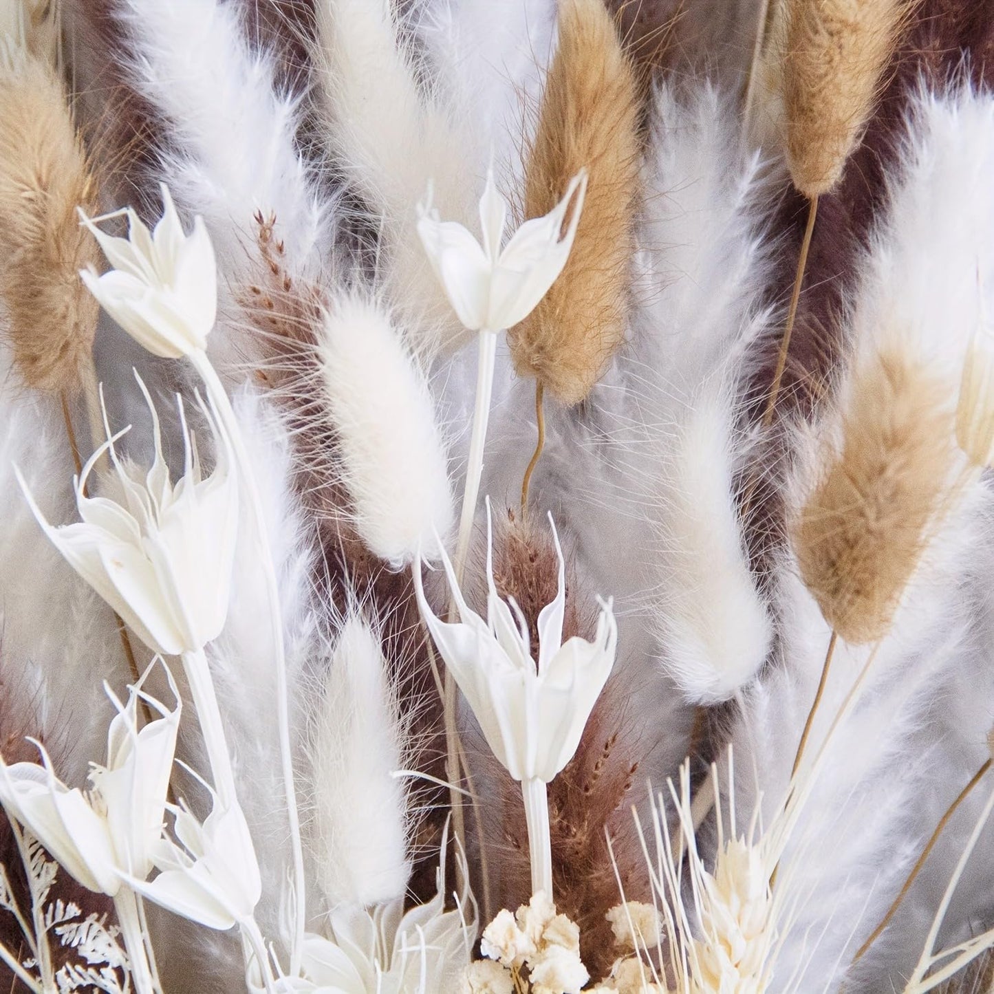 YN HI FLOWER 104PCS Natural Dried Pampas Grass Decor, Multiple Varieties Mixed Floral Arrangement, Home Decor, Boho Decor, Wedding Decor, Living Room, Bedroom, Rustic Farmhouse Style (17inch)