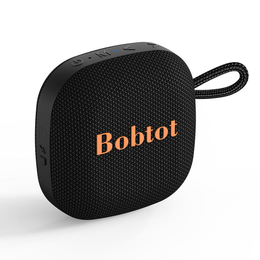 Bobtot Portable Bluetooth Speakers, Wireless IPX7 Waterproof Mini Speaker with 16H Playtime, Loud Stereo Sound, TWS, Built-in Microphone, Small Size with Lanyard, Black