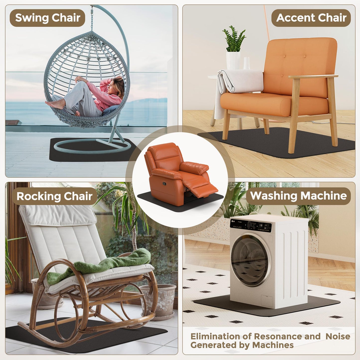 Non Slip Recliner Pads For Hardwood Floors, Recliner Floor Protector Keep Recliner From Sliding, Recliner Slide Stoppers, Under Recliner Mat, Furniture Pad For Recliner, Recliner Gripper,Recliner Grip