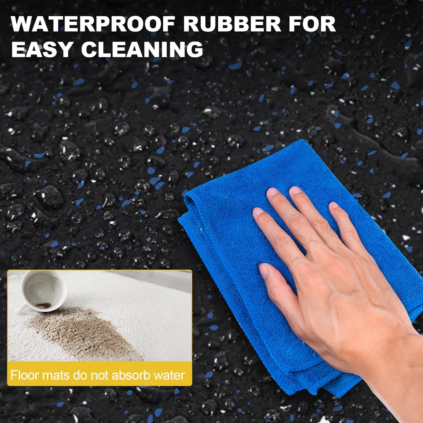 POWER GUIDANCE Gym Flooring Exercise Mats for Home Gym, 0.56 In Thick Gym Floor Mat with Rubber Top, Interlocking Puzzle Foam Flooring Mats (A. Black+10% Blue (8 Tiles) - 32 Ft Sq)