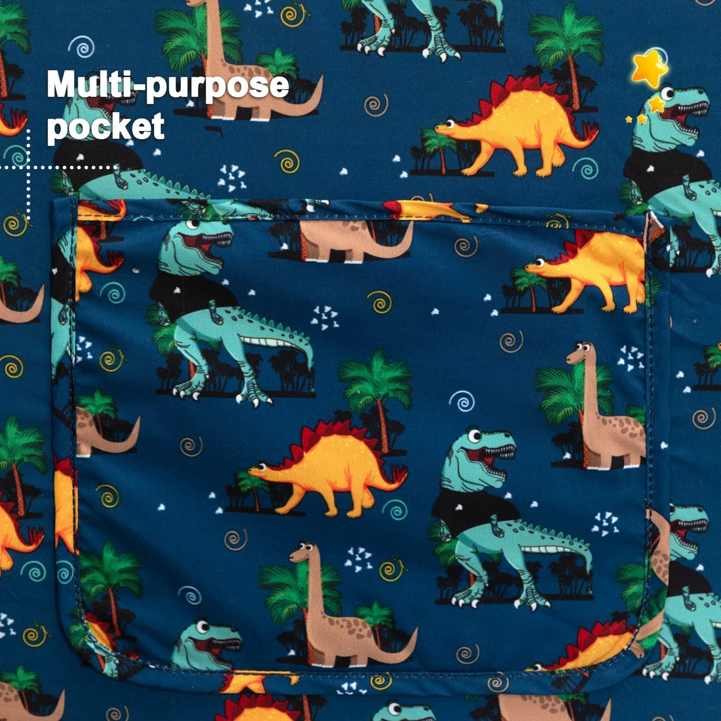 ALIMORDEN 2-in-1 Flip Out Comfy Toddler Couch, Lovely Kids Chair Convertible Sofa to Lounger for Story/Nap Time, Cool Dinosaurs