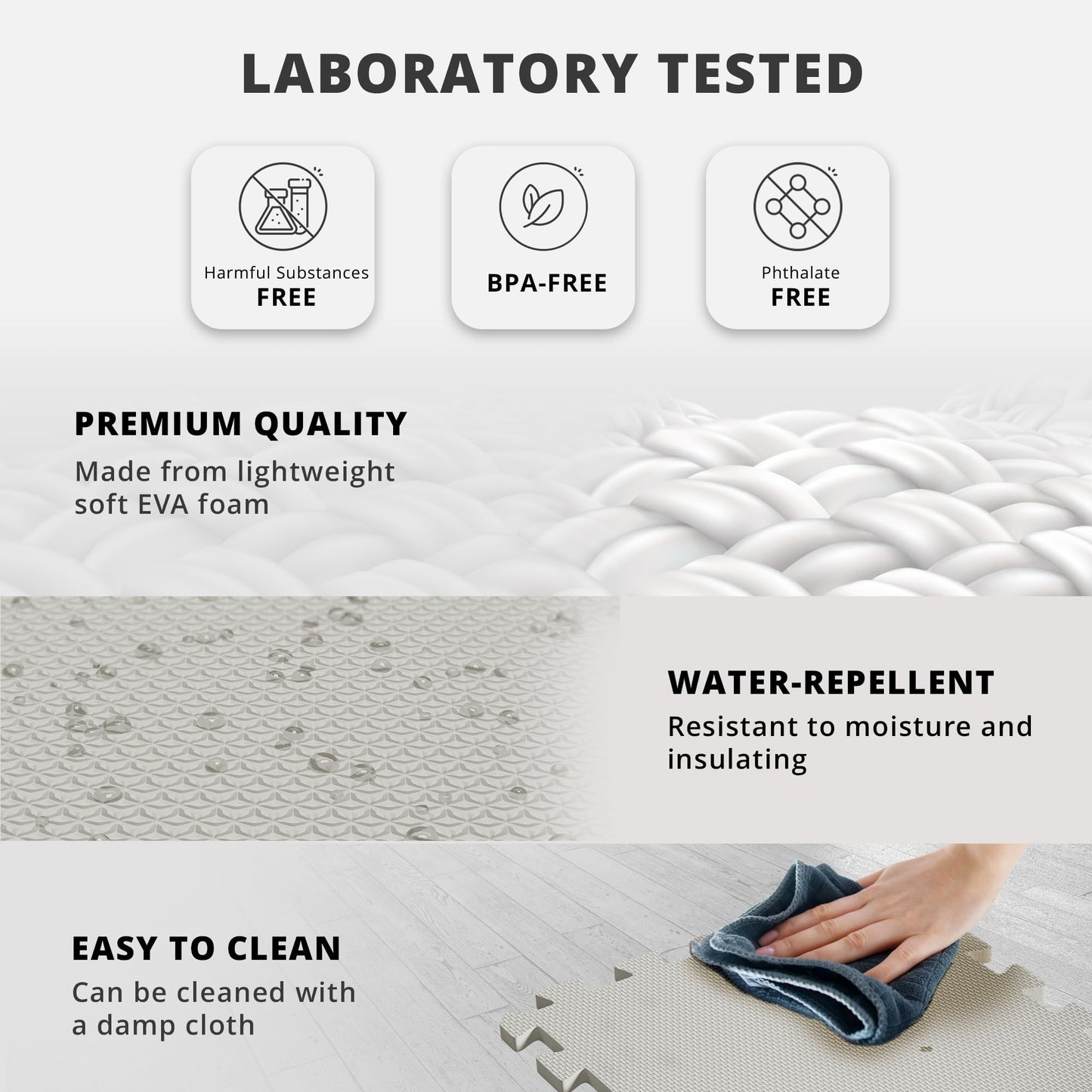 Gym Flooring Set - Interlocking EVA Soft Foam Floor Mat, 18 Pieces Puzzle Rubber Tiles Protective Ground Surface Protection, Play Workout Exercise Mats Underlay Matting Sports Pool Home Fitness Garage