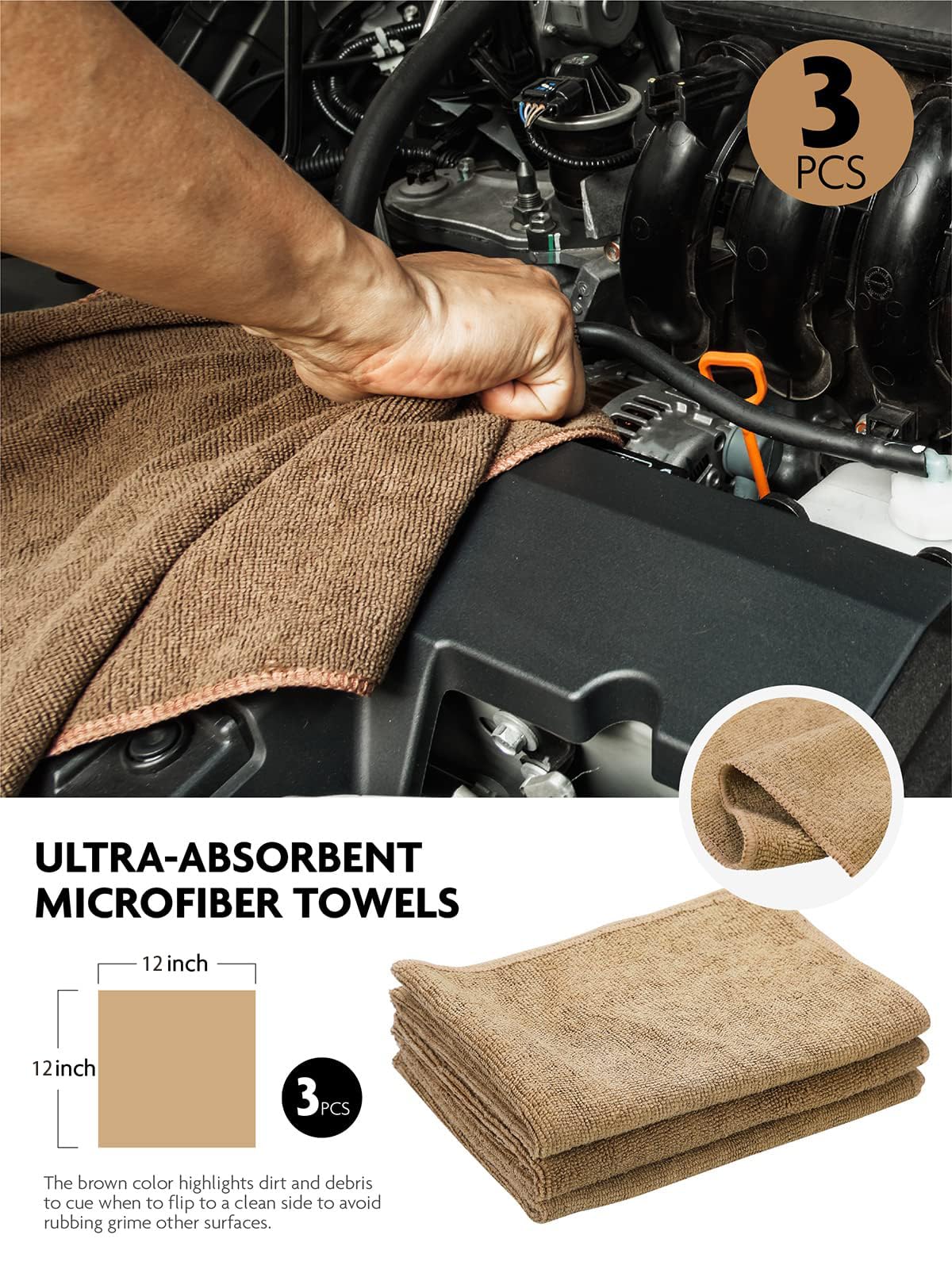 11PCS Car Interior Cleaning Dust Brush Detailing Set, Microfiber Cloth & Applicator, Single-Head Detailing Brushes, Natural Bristles, Scratch-Free & Ultra-Soft for Seats Leather Care or Cleaning