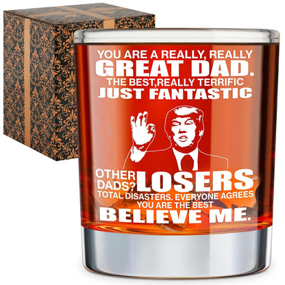 Gifts for Dad from Daughter Son Wife Fathers Day Birthday Christmas Unique Gift for Papa Cool Gifts for Daddy 11oz Whiskey Rock Glass