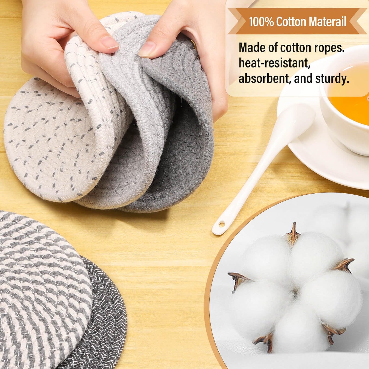 Tidponra Trivet Mats Set for Hot Dishes, 5 Heat Resistant Pot Holders Kitchen Counter, Table, Home Essentials, Anti Stain Hot Pads Plate Mats for Hot pots and Pans, 7 Inches