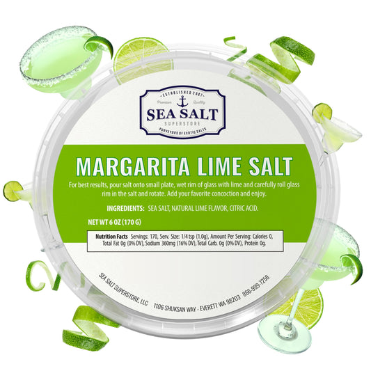 Margarita Lime Salt Garnishing, Natural Margarita Salt Flavored Ruddy Mary Garnishing for Cocktails, Garnishings for Drinks & Glassware, 6 oz Tub