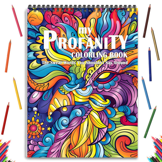 Swear Words Coloring Books Cuss Words for Adult Spiral Bound Page One Sided Design, Funk Coloring Pages with Stress Relieving 24 Colorful Coloring Pages Coloring Book of Cuss Words Gag Gift for Friend
