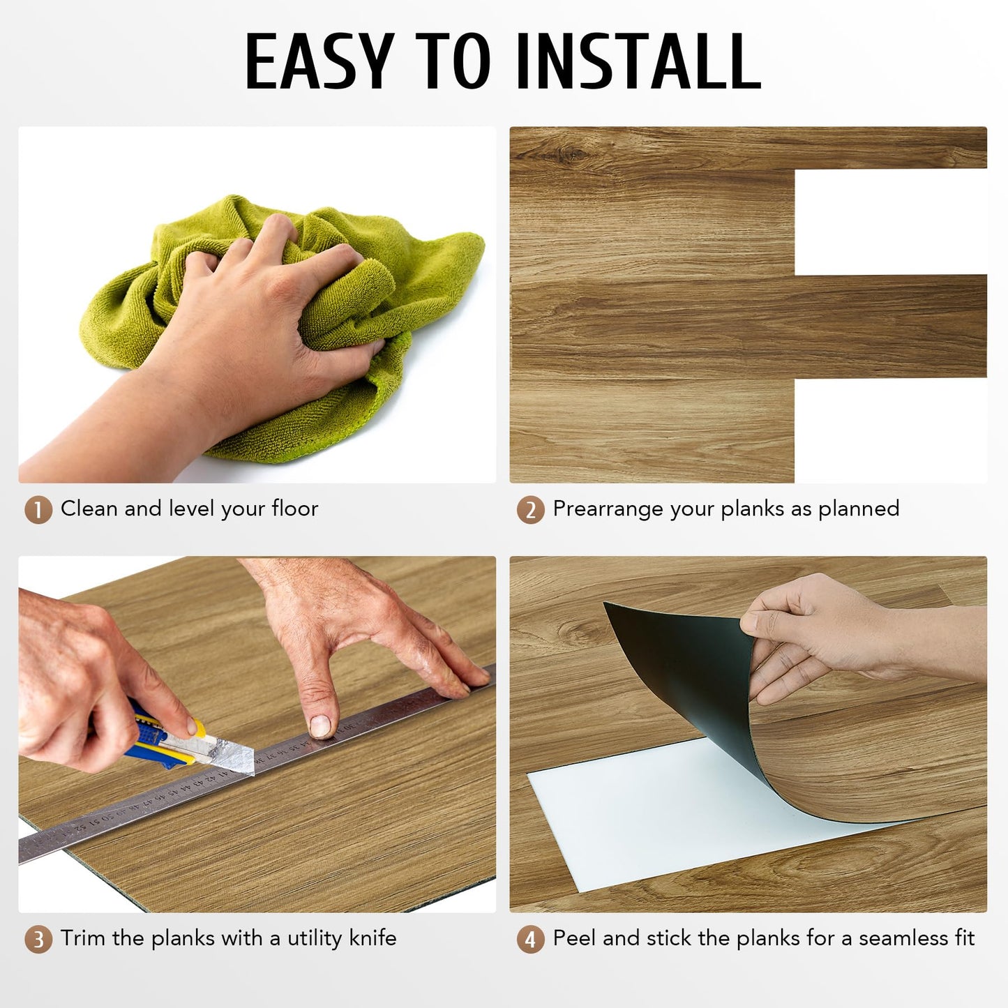 CO-Z Peel and Stick Floor Tile, Self Adhesive Vinyl Flooring 36x6 Inch, Waterproof Vinyl Tiles Removable Stickers for Living Room Bedroom Dining Room, 16-Pack 24 Sq. Feet, Light Oak