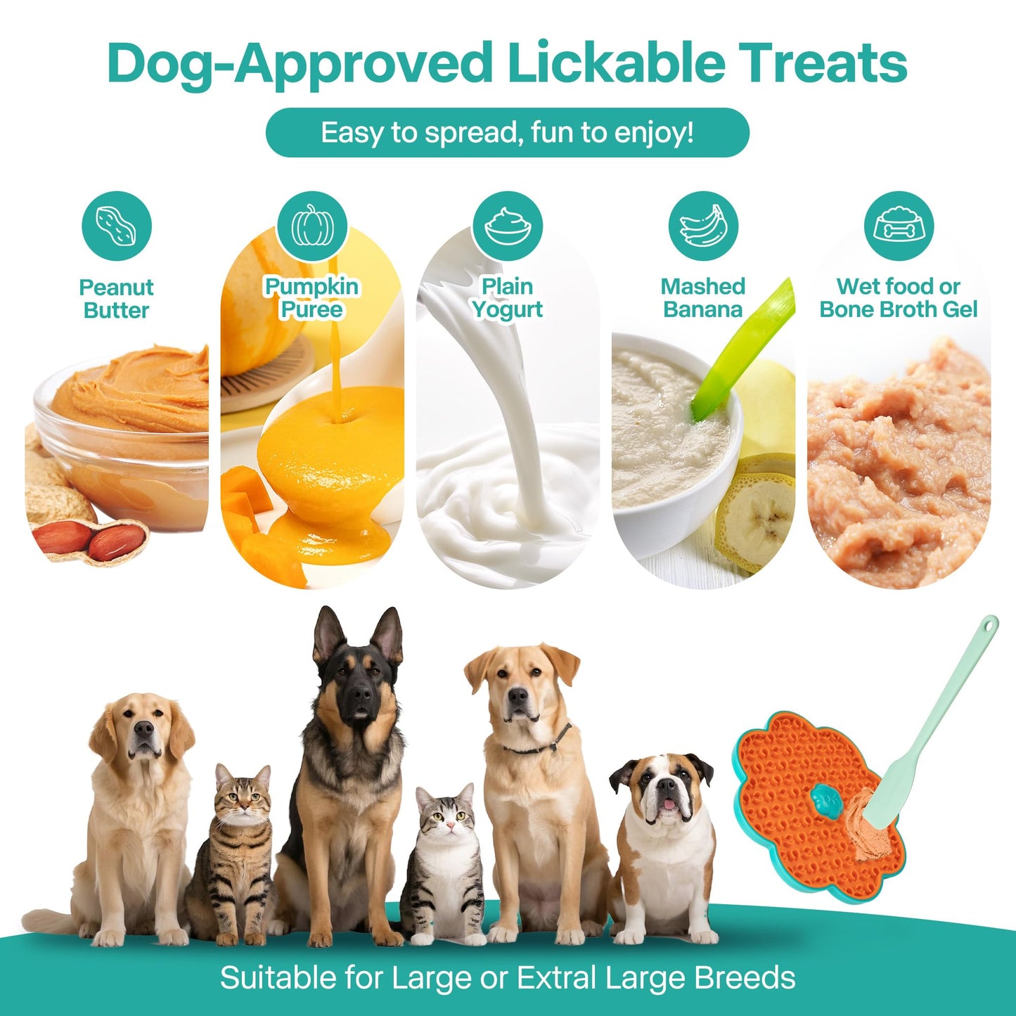 2 in 1 Lick Mat for Crate Training, Dog Slow Feeder Anxiety Relief Enrichment Pad with Suction Cups, Dishwasher Safe, BPA-Free Silicone for Small & Medium Dogs, 1 Pack