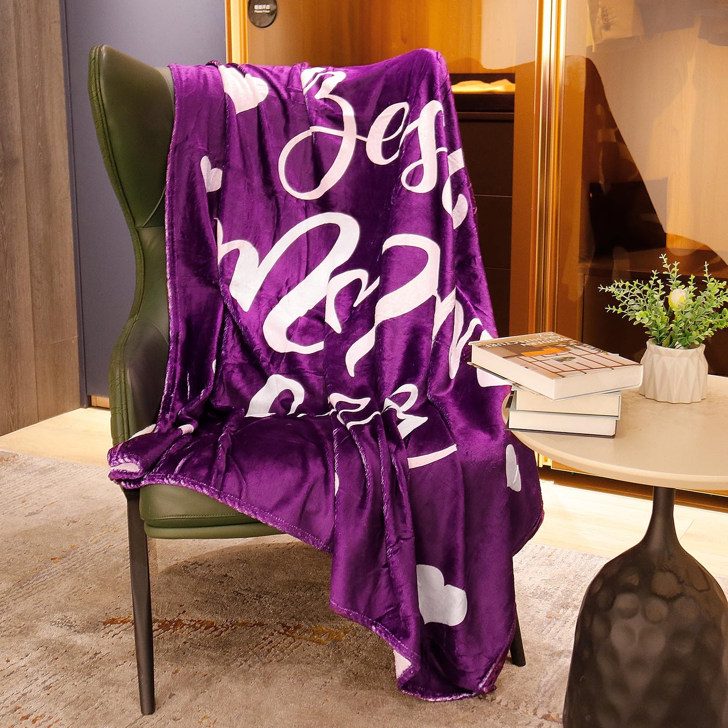 Best Mom Ever Blankets Mom Blanket Gifts for Mom Soft Plush Throw Blankets from Your Favorite Son Daughter Mom Birthday, (Purple)