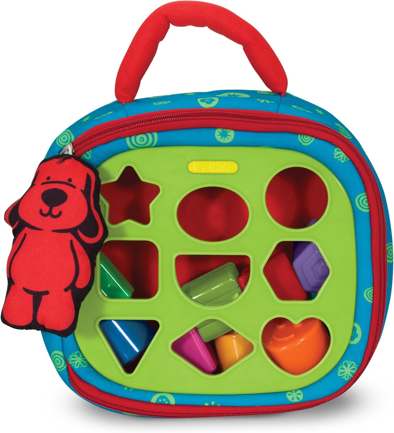Melissa & Doug K's Kids Take-Along Shape Sorter Baby Toy with 2-Sided Activity Bag and 9 Textured Shape Blocks