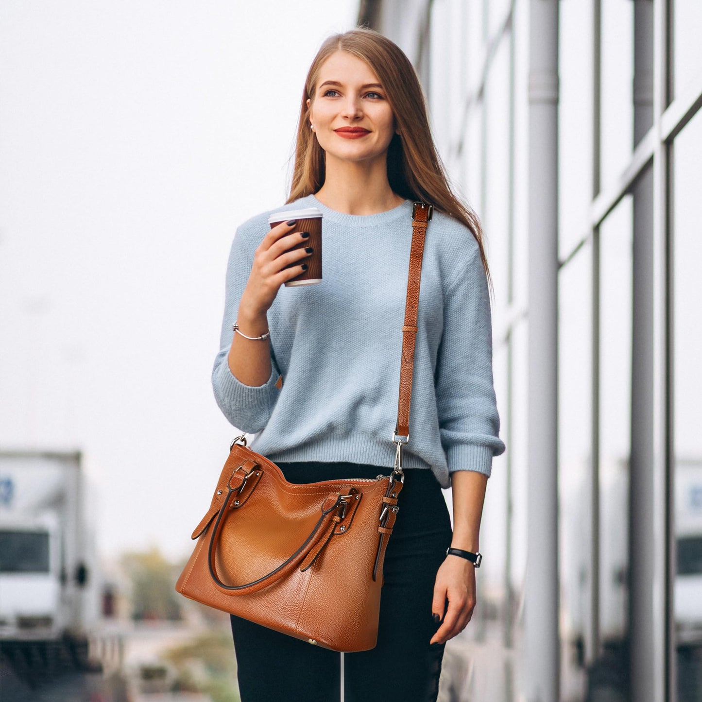 HESHE Genuine Leather Purses and Handbags for Women Tote Shoulder Bag Satchel Purse Top Handle Bags Hobo Crossbody Purse (Large,Sorrel)