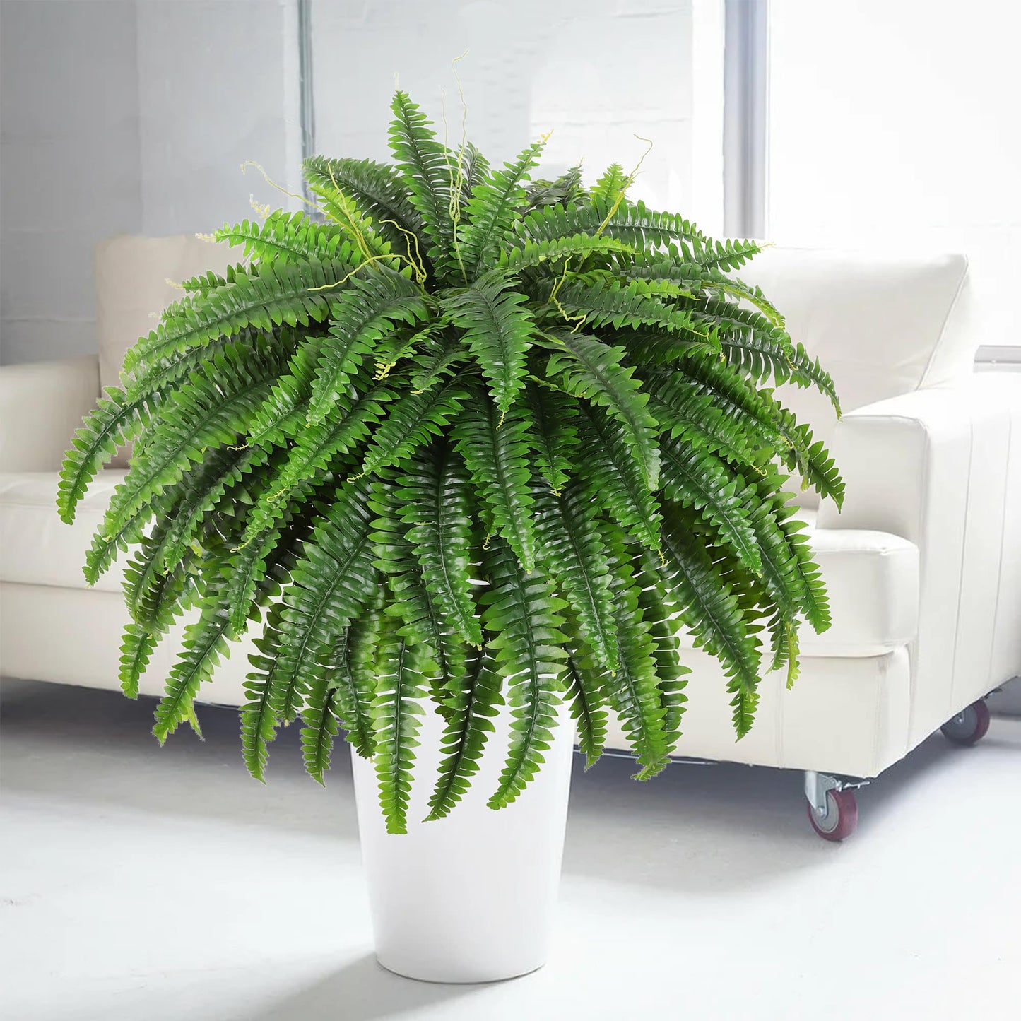 Dkaltm Single Silky Artificial Boston Fern Bush, 49Inch Large Artificial Ferns for Outdoors, Large Faux Ferns Artificial Plants,Suitable for Decorating Office, Living Room Faux Greenery,95Branches