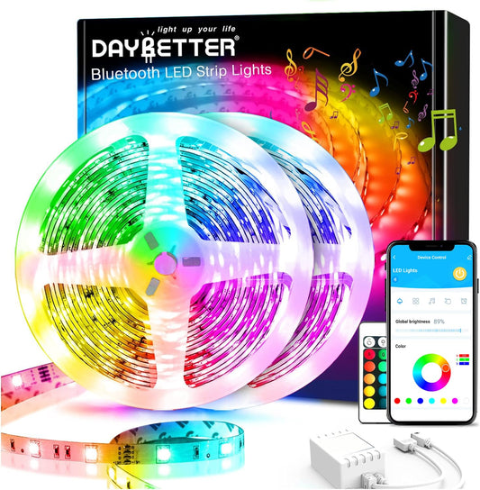 DAYBETTER Led Strip Lights 200 ft (2 Rolls of 100 ft) Ultra Long Smart Light Strips with App Voice Control Remote, RGB Music Sync Color Changing Lights for Bedroom, Kitchen, Party,Home Decoration