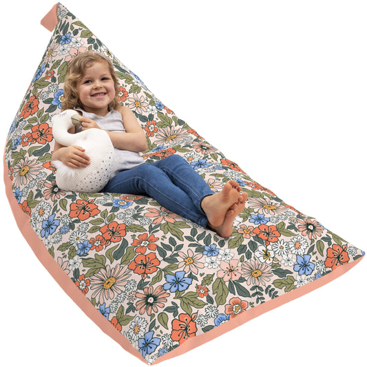 HUDDLE Original Stuffed Animal Bean Bag Storage Extra Large Designer Beanbag Chairs for Kids Teens & Adults | Instant Clutter Clear for Stylish Moms - Stuffed Animal Storage Bean Bag Chair Boho Floral
