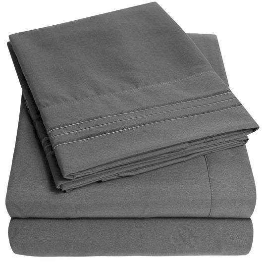1500 Supreme Collection Extra Soft RV Short Queen Sheets Set, Gray - Luxury Bed Sheets Set with Deep Pocket Wrinkle Free Hypoallergenic Bedding, Over 40 Colors, RV Short Queen Size, Gray