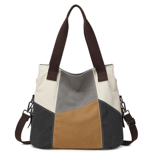 LAKE OF FIRE Women's Canvas Handbags Tote Purse for Work,Medium Casual Multi Pocket Crossbody Tote Bag with Shoulder Strap(Gray)