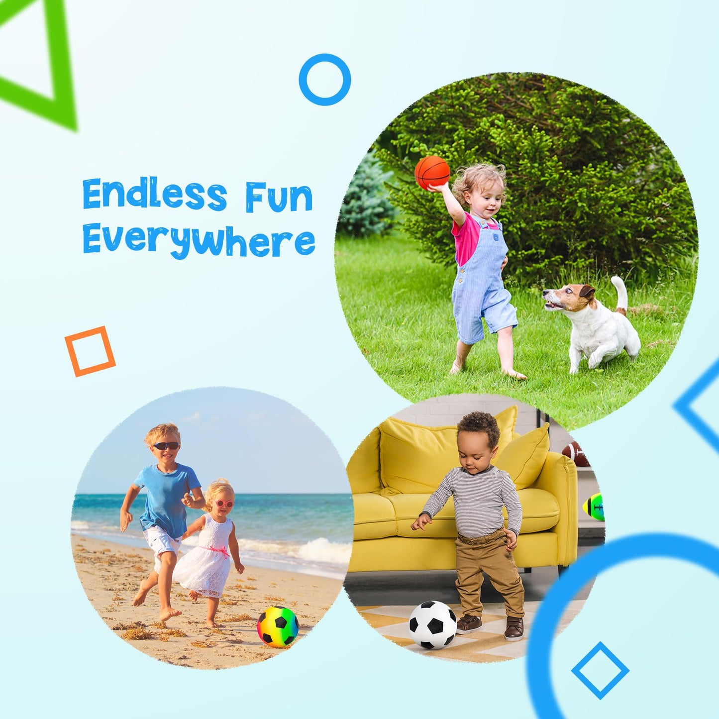 7-Piece Soft Ball Set for Toddlers & Kids (Ages 1-6) - Includes 5” Playground Balls, Soccer, Football & Basketball - Great for Home, Yard, Pool, Classroom & Park for Boys & Girls