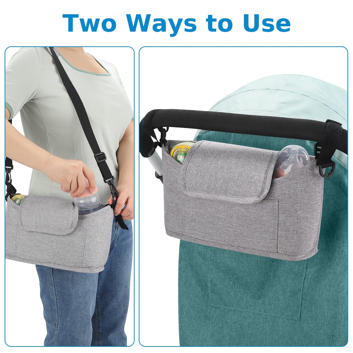 Accmor Universal Stroller Organizer, Stroller Bag Caddy Organizer, Stroller Organizer Accessories for Uppababy, Baby Jogger, Nuna, Doona, Britax Strollers