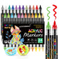 Betem Acrylic Paint Markers Paint Pens, 24 Colors Dual Tip Direct Liquid Acrylic Markers with Automatic Ink Control System, Fine & Brush Tip Art Supplies for Rocks, Wood, Stone, Fabrics, DIY Craft